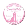 thumbnail image 1 of Darling Souvenir Round 45 Pcs Wedding Couple Save The Date Stickers Personalized Bride Groom Names And Date Envelope Seals - Light Pink, 1 of 4