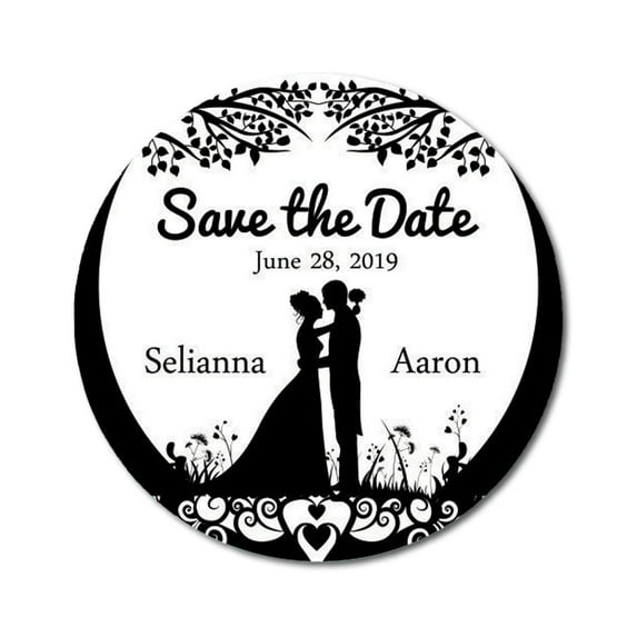 Darling Souvenir Round 45 Pcs Wedding Couple Save The Date Stickers Personalized Bride Groom Names And Date Envelope Seals- Pale Orange