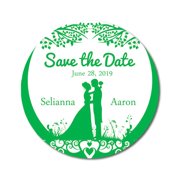 Darling Souvenir Round 45 Pcs Wedding Couple Save The Date Stickers Personalized Bride Groom Names And Date Envelope Seals - Turquoise