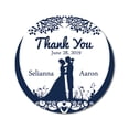 thumbnail image 1 of Darling Souvenir Round 45 Pcs Wedding Couple Thank You Stickers Personalized Bride Groom Names And Date Envelope Seals-Navy Blue, 1 of 4