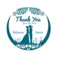 thumbnail image 1 of Darling Souvenir Round 45 Pcs Wedding Couple Thank You Stickers Personalized Bride Groom Names And Date Envelope Seals-Teal Blue, 1 of 4