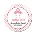 thumbnail image 1 of Darling Souvenir Round 45 Pieces Flamingo Love Thank You Stickers Personalized Bride Groom Names And Date Envelope Seals-Red, 1 of 4