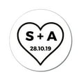 thumbnail image 1 of Darling Souvenir Round 45 Pieces Heart Save The Date Stickers Personalized Bride Groom Initials And Date Envelope Seals - White, 1 of 4
