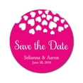 thumbnail image 1 of Darling Souvenir Round 45 Pieces Hearts Save The Date Stickers Wedding Personalized Bride Groom Names And Date Envelope Seals - Fuchsia Pink, 1 of 4