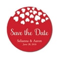 thumbnail image 1 of Darling Souvenir Round 45 Pieces Hearts Save The Date Stickers Wedding Personalized Bride Groom Names And Date Envelope Seals - Red, 1 of 4