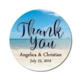 thumbnail image 1 of Darling Souvenir Round Beach Photo Thank You Stickers Wedding Personalized Bride Groom Names And Date Envelope Seals-45 Pcs, 1 of 4
