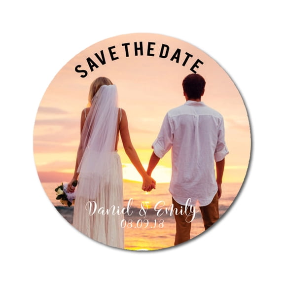 Darling Souvenir Round Custom Photo Labels Save The Date Stickers Wedding Personalized Bride Groom Names And Date Envelope Seals 45 Pcs