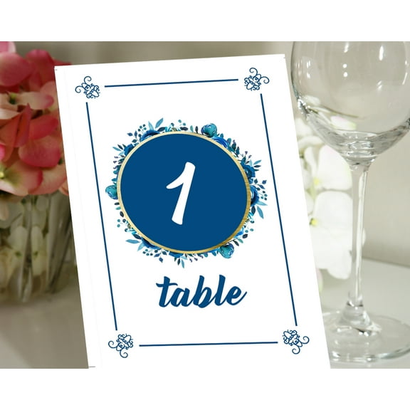 Darling Souvenir Round Floral Frame Table Numbers DIY Wedding Reception Table Top Cards-4" x 6" (1 to 12)