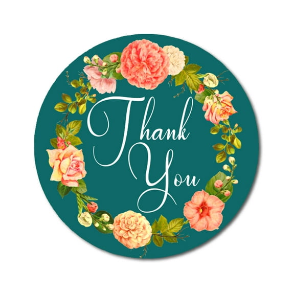 Darling Souvenir Round Floral Wreath 45 Pcs Thank You Stickers Wedding Envelope Seals-1.6 Inches