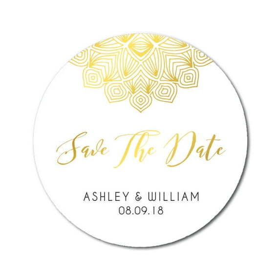 Darling Souvenir Round Mandala Save The Date Stickers Wedding Personalized Bride Groom Names And Date Envelope Seals 45 Pcs