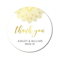 Darling Souvenir Round Mandala Thank You Stickers Wedding Personalized Bride Groom Names And Date Envelope Seals-45 Pcs