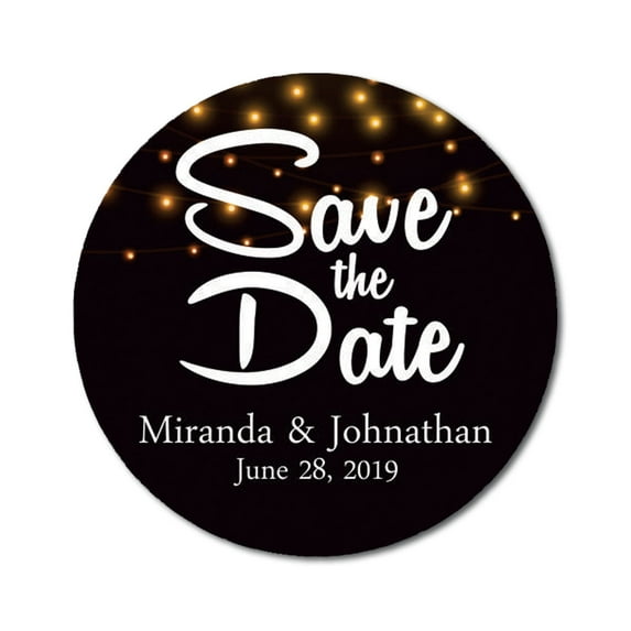 Darling Souvenir Round String Lights Save The Date Stickers Wedding Personalized Bride Groom Names And Date Envelope Seals 45 Pcs