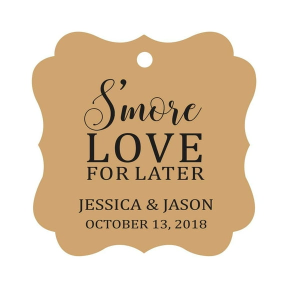 Darling Souvenir S'More Love For Later Tag Custom Favor Fancy Hang Tags -Kraft-100 Tags