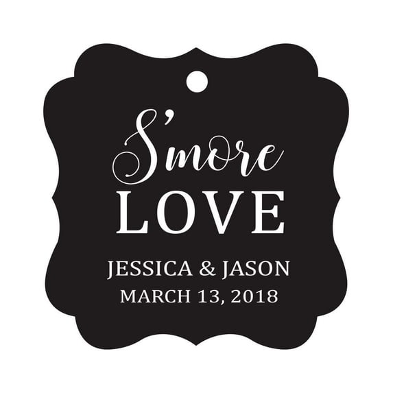 Darling Souvenir S'More Love Personalized Wedding Favor Tags Bonbonniere Hang Tags-Black-50 Tags