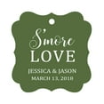 thumbnail image 1 of Darling Souvenir S'More Love Personalized Wedding Favor Tags Bonbonniere Hang Tags-Olive Green-50 Tags, 1 of 1