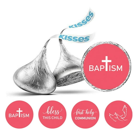 Darling Souvenir Sacrament Baptism Theme Stickers Candy Chocolate Labels 190 Pcs-Dark Peach
