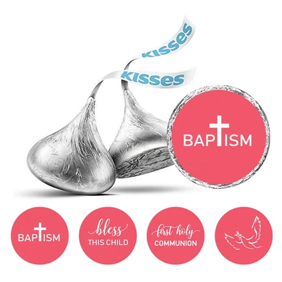 Darling Souvenir Sacrament Baptism Theme Stickers Candy Chocolate Labels 190 Pcs-Dark Peach