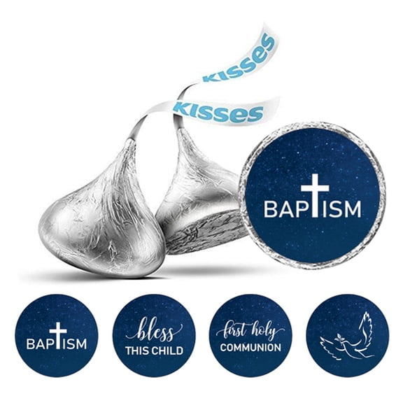 Darling Souvenir Sacrament Baptism Theme Stickers Candy Chocolate Labels 190 Pcs-Midnight Blue