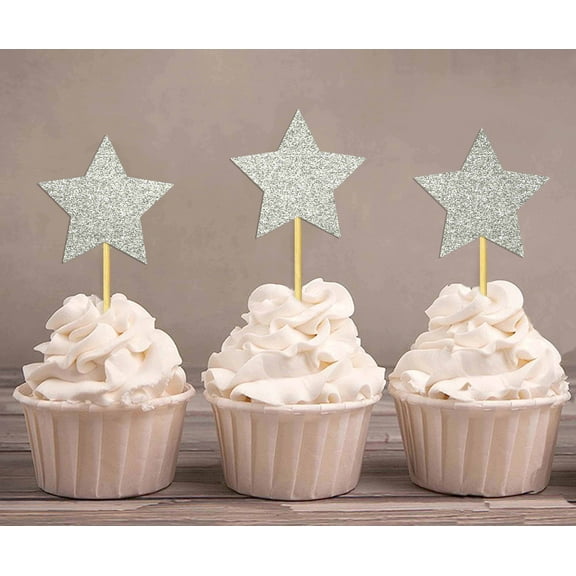Darling Souvenir, Star Shape Cupcake Toppers, Birthday Wedding Party Dessert Decorations - Pack Of 20