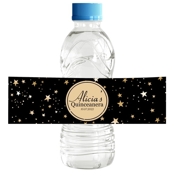 Darling Souvenir Star WaterBottleLabels Self Adhesive Quinceanera Sweet 15 Birthday PartyWaterBottleLabelFor Birthday Party SuppliesWaterBottleStickers For Birthday- Pack Of 32