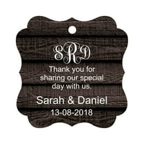 Darling Souvenir Thank You For Sharing Our Special Day Custom Monogram Initials Hang Tags Personalized Wedding Favor Gift Tags-Dark Wood-100 Tags