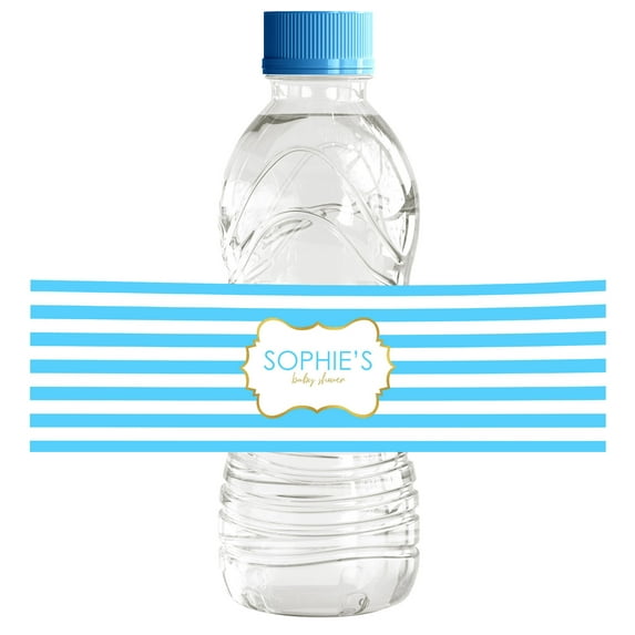 Darling Souvenir WaterBottleLabels For Baby Shower Stripe Party Supplies Baby Shower Collection Great For Your CelebrationsEasy To Use - Pack Of 32