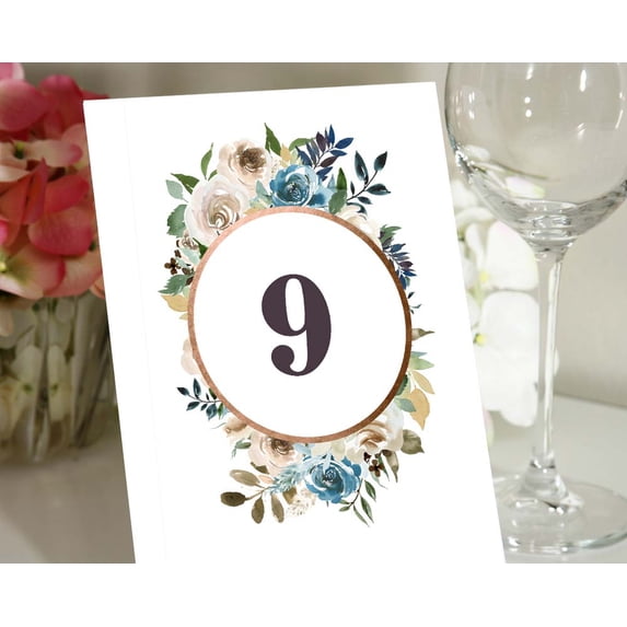 Darling Souvenir Wedding Reception Floral Table Numbers Elegant Table Top Place Cards-5" x 7" (1 to 40)