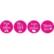 Darling Souvenir Wedding Theme Stickers chocolate Candy Labels 190 Pcs Party Favor-Fuchsia Pink