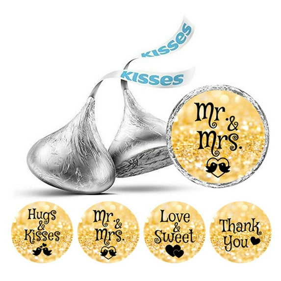 Darling Souvenir Wedding Theme Stickers chocolate Candy Labels 190 Pcs Party Favor-Glitter Gold