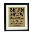 thumbnail image 1 of Darling Souvenir â€œWhere it all beganâ€ Burlap Print Coordinates Address Personalized Anniversary Wedding Gift-Burlap Print Only(8 x 10 Inches), 1 of 1