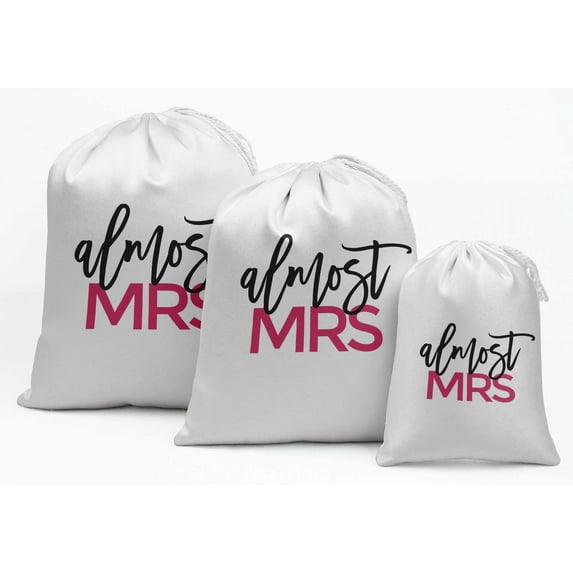 Darling Souvenir White Almost Mrs Wedding Favor Party Supplies Favor Bags Drawstring Pouches 15 Pieces