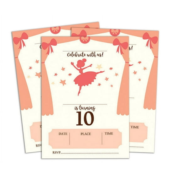 Darling Souvenir White Birthday Invitation Card 28 Pcs Fill or Write In Blank Invites Printable Party Supplies 5 x 7 Inches