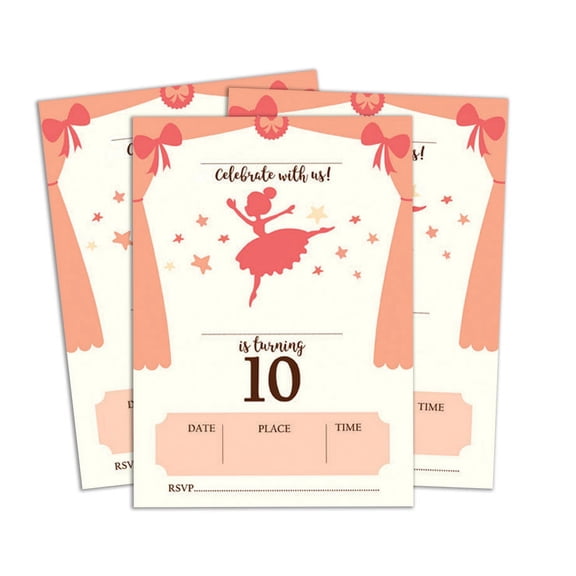 Darling Souvenir White Birthday Invitation Card 28 Pcs Fill or Write In Blank Invites Printable Party Supplies 5 x 7 Inches