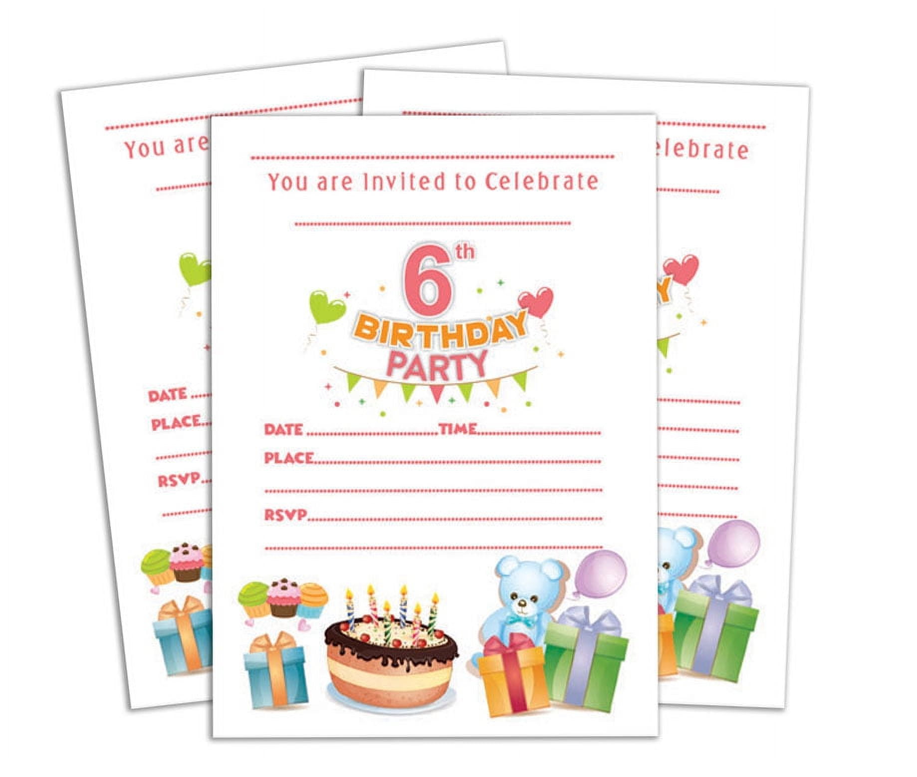 Darling Souvenir White Birthday Invitation Card 28 Pcs Fill or Write In  Blank Invites Printable Party Supplies 5 x 7 Inches, image size:1838x1558