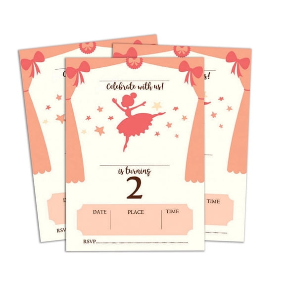Darling Souvenir White Birthday Invitation Card 28 Pcs Fill or Write In Blank Invites Printable Party Supplies 5 x 7 Inches