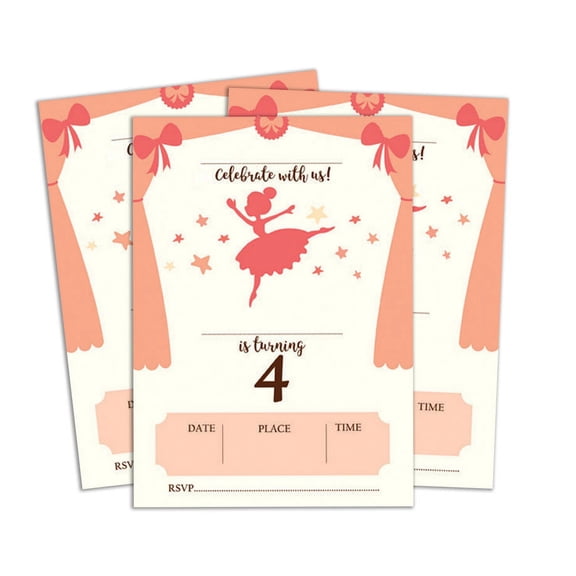 Darling Souvenir White Birthday Invitation Card Printable Elegant Fill or Write In Blank Party Invites 28 Pcs 5 x 7 Inches