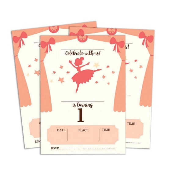 Darling Souvenir White Birthday Invitation Card Printable Elegant Fill or Write In Blank Party Invites 28 Pcs 5 x 7 Inches