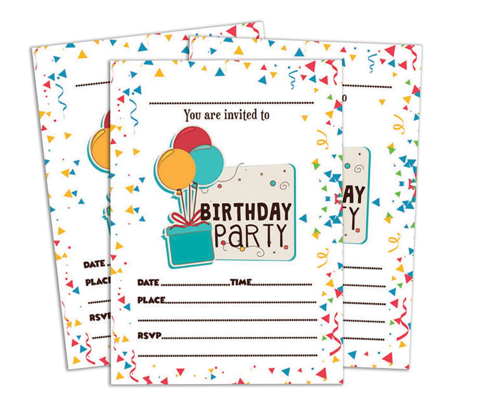 Darling Souvenir White Birthday Invitation Card Printable Elegant Fill