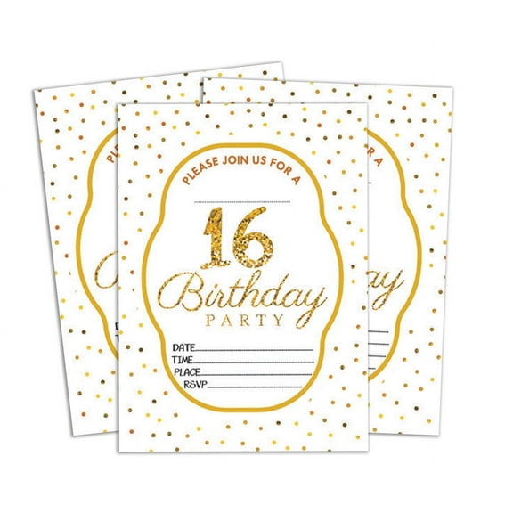 Darling Souvenir White Birthday Invitation Card Printable Fill or Write In Blank Invites Party Supplies Pack Of 28 5 x 7 Inches