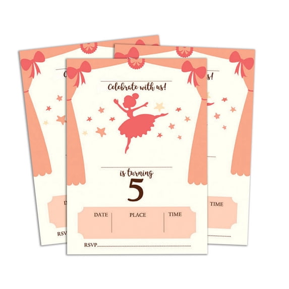 Darling Souvenir White Birthday Invitation Card Printable Fill or Write In Blank Invites Party Supplies Pack Of 28 5 x 7 Inches