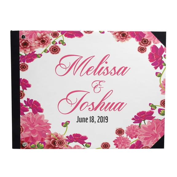 Darling Souvenir White Floral Hardbound Cover Printed Anniversary Wedding Guestbook Scrap book-9 x 12 Inches