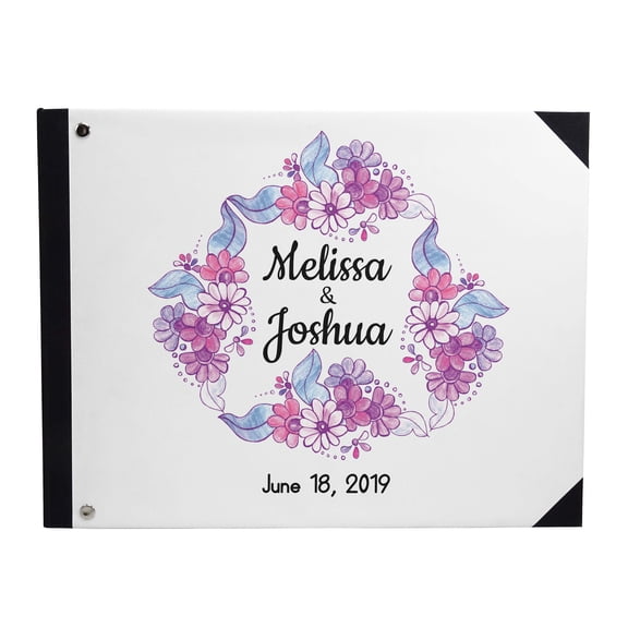 Darling Souvenir White Floral & Leaves Printed Wedding Guest Book Hardbound Cover Sign In Book Registry Scrapbook-7 x 9 Inches