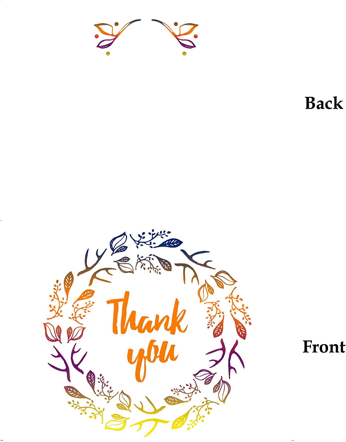 Darling Souvenir White Floral Wreath Thank You Card Wedding Thank You Card Greeting Cards With White Envelopes - 100 Pcs