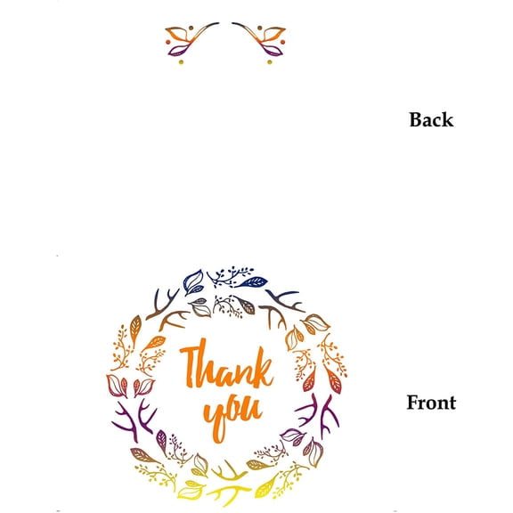 Darling Souvenir White Floral Wreath Thank You Card Wedding Thank You Card Greeting Cards With White Envelopes - 100 Pcs