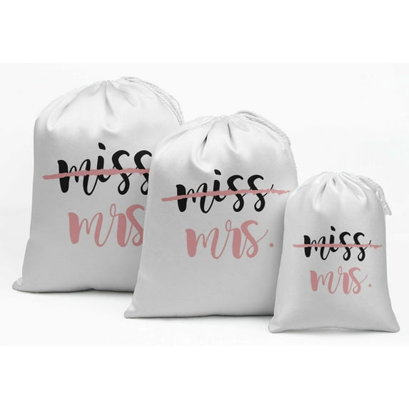 Darling Souvenir White Mrs Wedding Favor Party Supplies Favor Bags Jewelry Pouches 15 Pieces