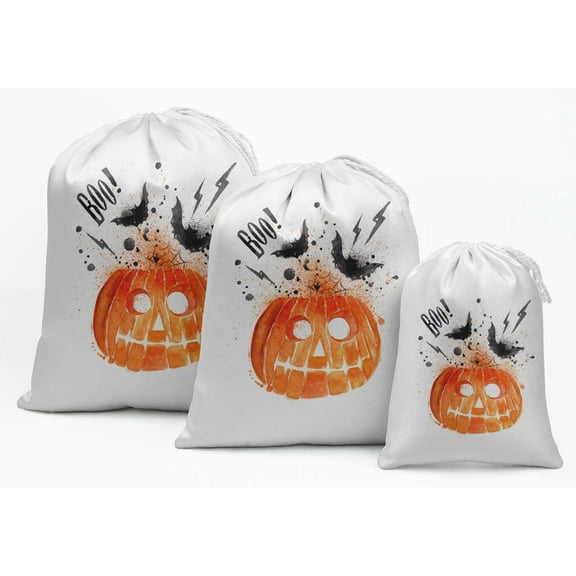 Darling Souvenir White Pumpkin Halloween Party Supplies Favor Bags Gift Pouches 15 Pieces