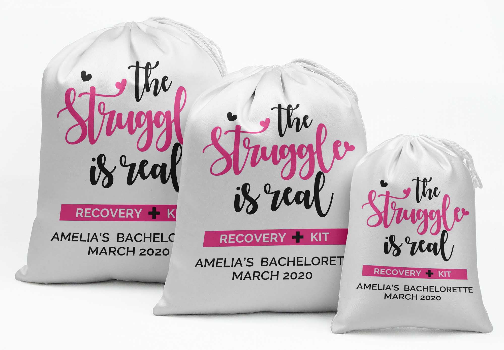 Darling Souvenir White Recovery Kit Bachelorette Custom Party Supplies Favor Bags Gift Pouches 15 Pieces
