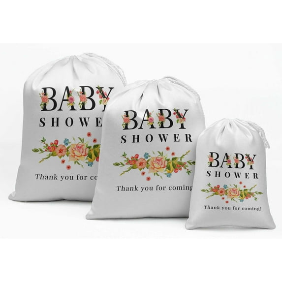 Darling Souvenir White Thank You Baby Shower Party Supplies Favor Bags Jewelry Pouches 15 Pieces