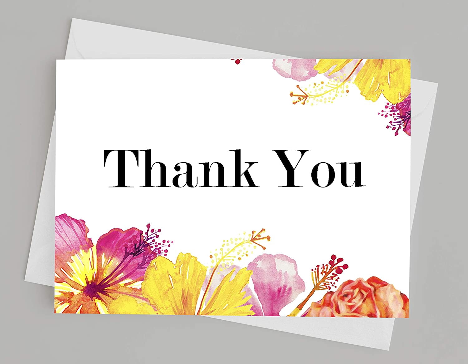 Darling Souvenir White Tropical Thank You Card Baby Shower Thank You Notes Folded Blank Greeting Card With White Envelopes - 100 Pcs