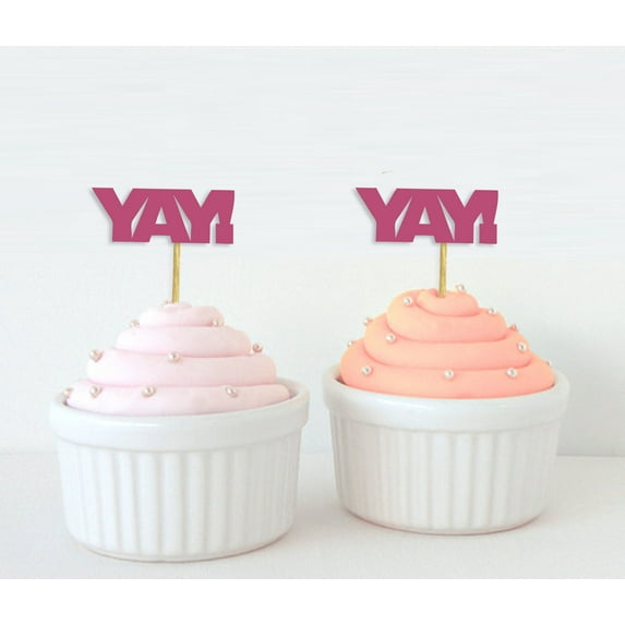 Darling Souvenir, YAY! Year Cupcake Toppers, Birthday/ Wedding/ Graduation Party/ Baby Shower Dessert Decorations - Pack Of 20